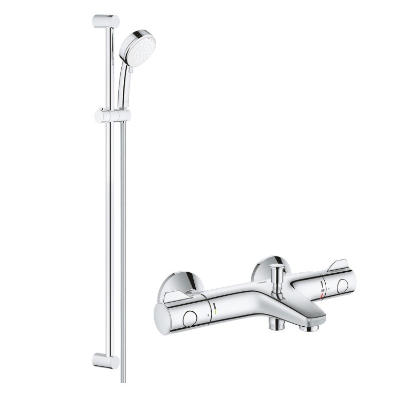 Grohe GROTHERM nástenný set 2v1, vaňová termostatická batéria GROHTHERM 800 so sprchovým setom 90 cm chróm, 34567000SET