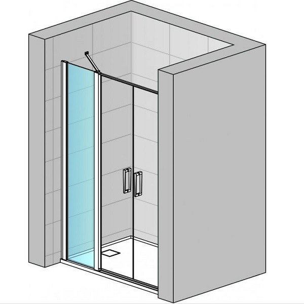 SANSWISS DIVERA Walk-In pevná stena 20cm čierna matná, číre sklo D22FF0200607